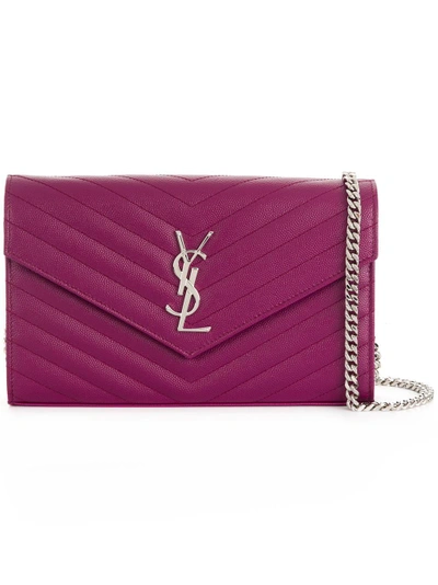 Shop Saint Laurent Envelope Crossbody Bag - Pink & Purple