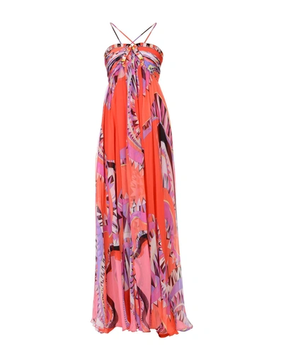 Shop Emilio Pucci Long Dresses In Coral