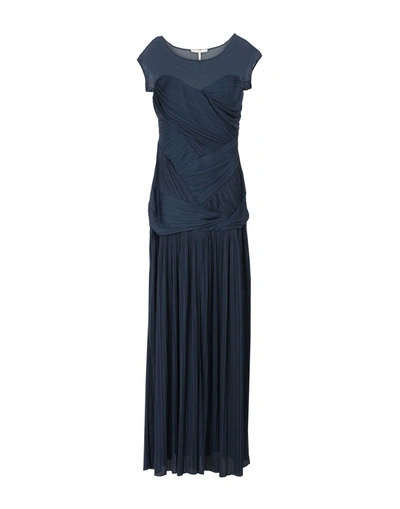 Shop Halston Heritage Long Dresses In Dark Blue