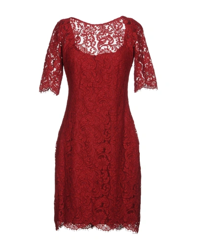 Shop Mikael Aghal Short Dresses In Maroon
