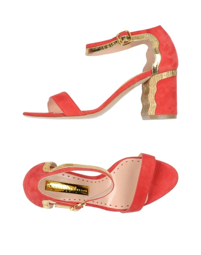 Shop Rupert Sanderson Sandals In Coral