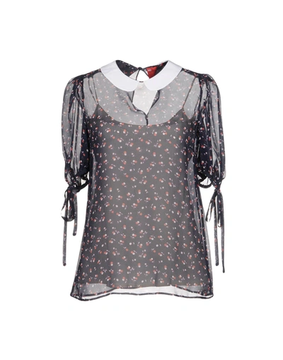 Shop Red Valentino Blouses In Dark Blue