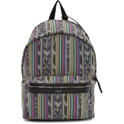 Shop Saint Laurent Multicolor Striped City Backpack
