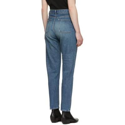 Shop Saint Laurent Blue Baggy Repaired Jeans