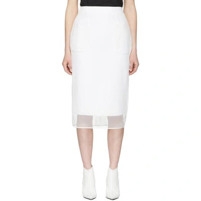 Shop Givenchy White Tulle Mid-length Pockets Skirt In 100 White
