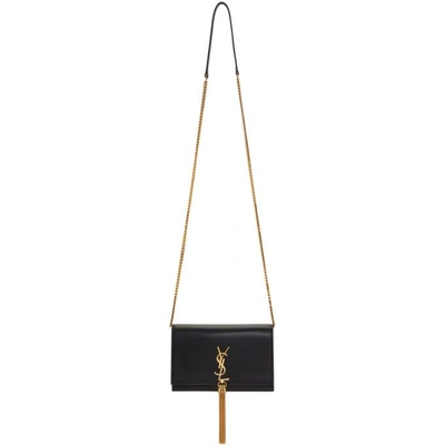 Shop Saint Laurent Black Kate Tassel Chain Wallet Bag