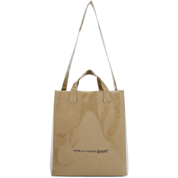 comme des garcons shirt pvc kraft paper messenger tote bag