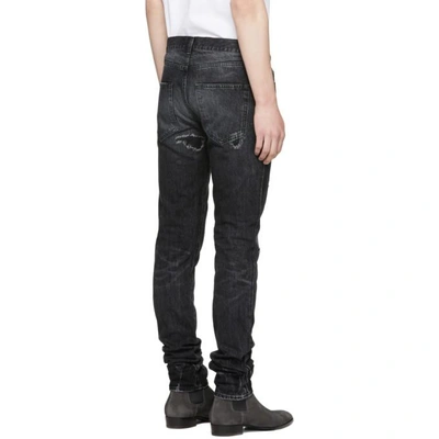 Shop Saint Laurent Black Skinny Repaired Jeans In 1407 Black