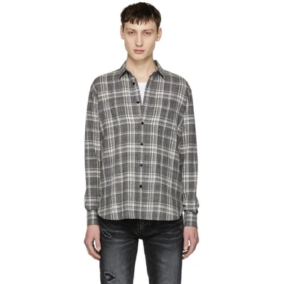 Shop Saint Laurent Grey Plaid Shirt In 1073 Grey