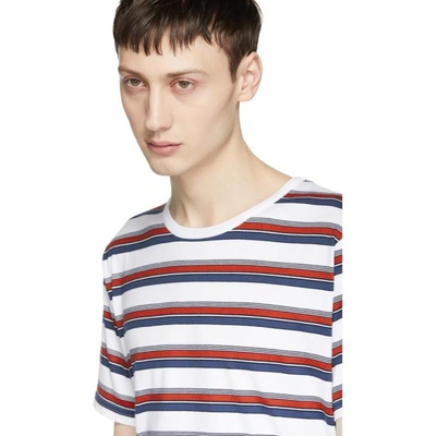 Shop Saint Laurent Blue And Red Striped T-shirt In 9549 Multi