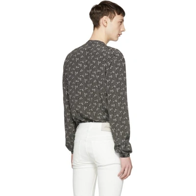 Shop Saint Laurent Black Striped Dot Swirl Shirt In 1095 Blkwht