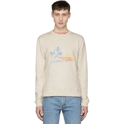 Shop Saint Laurent Off-white Waiting For Sunset Sweatshirt In 9175 Off Wh