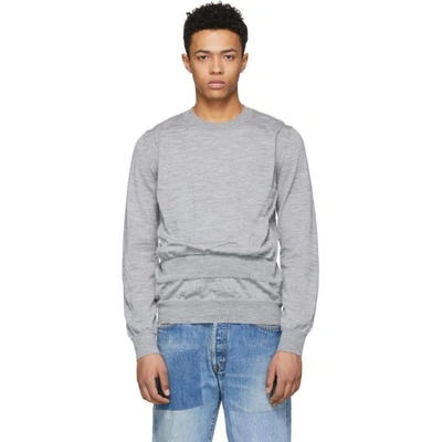 Shop Comme Des Garçons Shirt Comme Des Garcons Shirt Grey Wool Intarsia Sweater In 3.lgrey