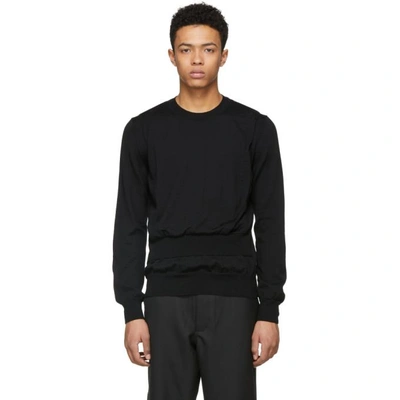 Shop Comme Des Garçons Shirt Black Wool Intarsia Sweater