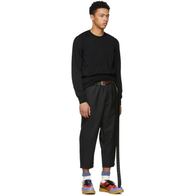 Shop Comme Des Garçons Shirt Black Wool Intarsia Sweater