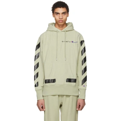 Off-white Hooded Cotton-blend Sweatshirt In Beige | ModeSens