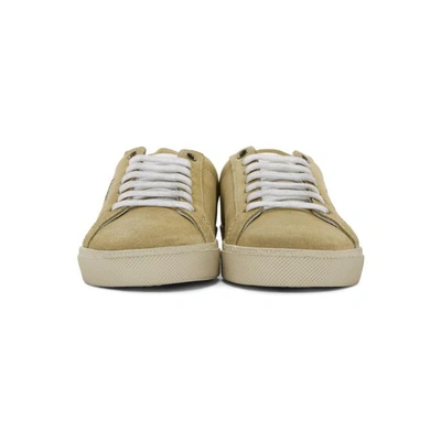 Shop Saint Laurent Beige Embroidered Court Classic Sneakers