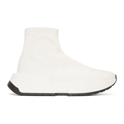 Shop Mm6 Maison Margiela White Second Skin Platform High-top Sneakers In 101white