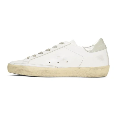Shop Golden Goose White And Black Glitter Superstar Sneakers In White Leath