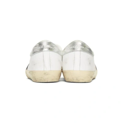 Shop Golden Goose White And Black Glitter Superstar Sneakers In White Leath