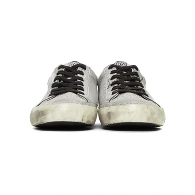 Shop Golden Goose Silver Glitter Star And Flag Superstar Sneakers In Glitter Fla