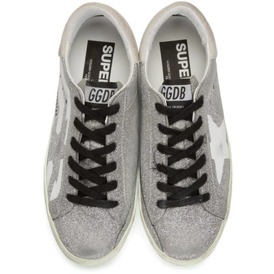 Shop Golden Goose Silver Glitter Star And Flag Superstar Sneakers In Glitter Fla