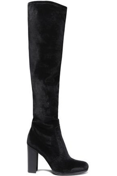 Shop Sam Edelman Woman Velvet Over-the-knee Boots Black