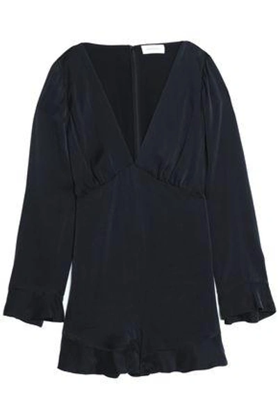 Shop Zimmermann Woman Ruffle-trimmed Washed-silk Playsuit Black