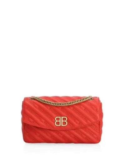 Shop Balenciaga Bb Logo Leather Crossbody Bag In Rouge