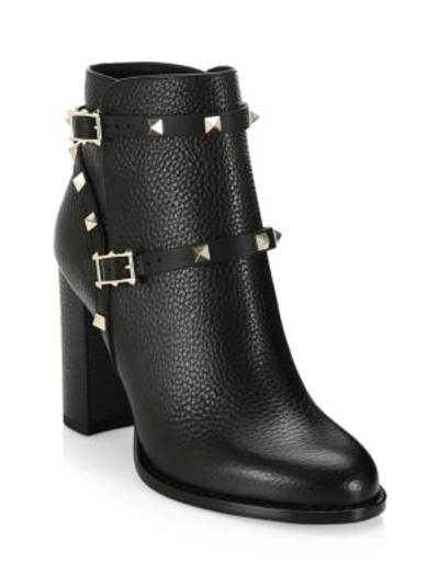 Shop Valentino Garavani Rockstud Leather Ankle Boots In Black