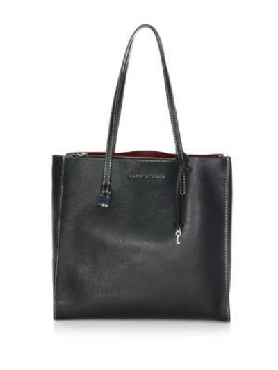 Shop Marc Jacobs The Grind Leather Tote In Black Gold