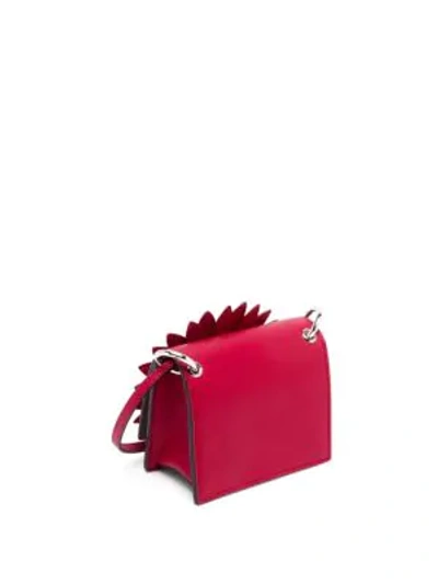 Shop Fendi Micro Bag Leather Cross Body Accented With Flower In Fragola Red