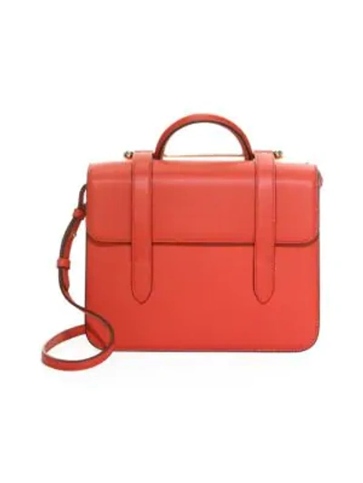 Shop Strathberry Mini Mc Leather Tote In Ruby Red