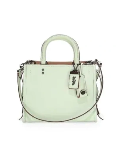 Shop Coach Rogue Leather Satchel In Pale Green