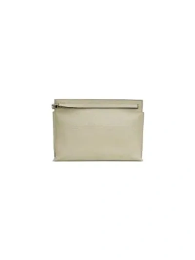 Shop Loewe Large Logo-embossed Leather Zip Pouch In Stone