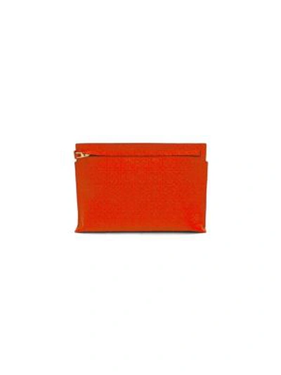 Shop Loewe Large Logo-embossed Leather Zip Pouch In Primary Red