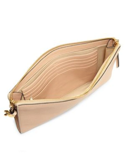Shop Chloé Small Alphabet Leather Pouch In Tan