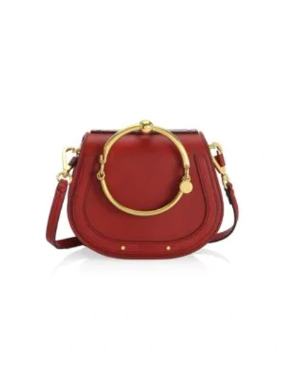 Shop Chloé Small Nile Leather & Suede Bracelet Bag In Intense Red