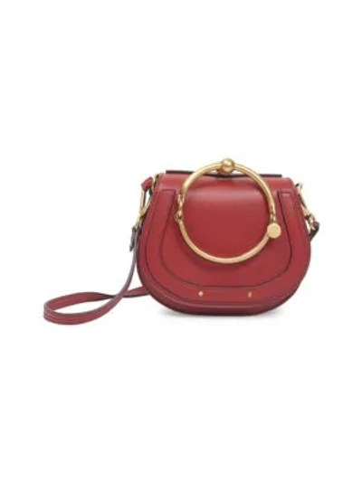 Shop Chloé Small Nile Leather & Suede Bag In Dahlia Red