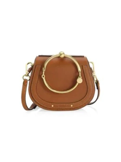 Shop Chloé Small Nile Leather & Suede Bracelet Saddle Bag In Caramel