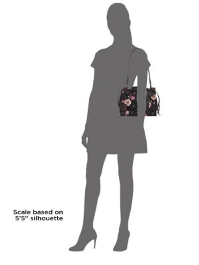 Shop Coach Rose Applique Pebble Leather Shoulder Bag In Heather Grey