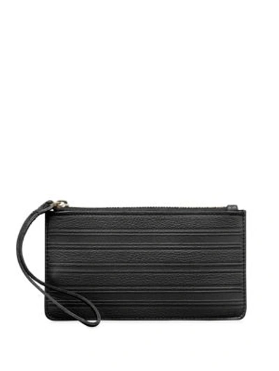 Shop Graphic Image Pebbled Leather Wristlet In Black