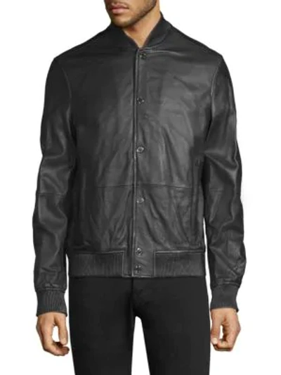 Shop Michael Kors Perforated Leather Bomber Jacket In Black