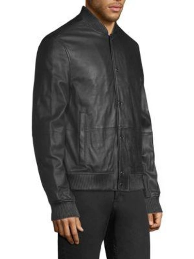 Shop Michael Kors Perforated Leather Bomber Jacket In Black