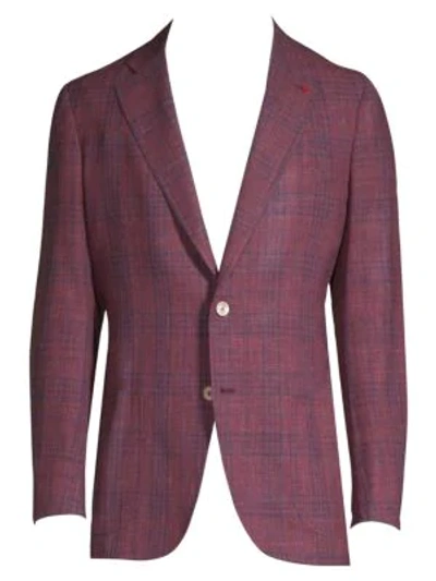 Shop Isaia Summertime Plaid Blazer In Dark Purple