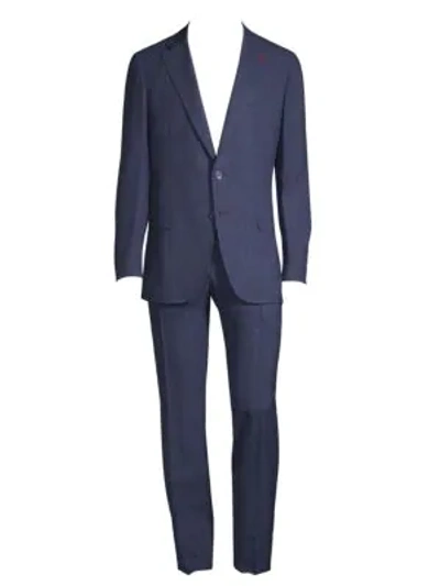 Shop Isaia Summertime Pinstripe Suit In Navy