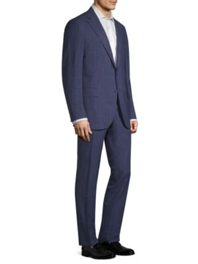 Shop Isaia Summertime Pinstripe Suit In Navy