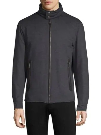 Shop Ferragamo Reversible Wool Bomber Jacket In Dark Navy