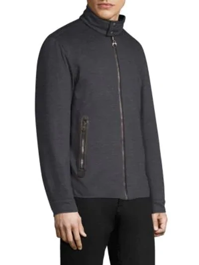 Shop Ferragamo Reversible Wool Bomber Jacket In Dark Navy