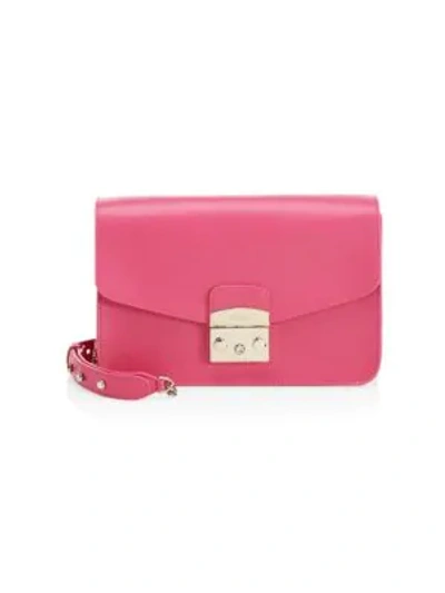 Shop Furla Metropolis Leather Shoulder Bag In Ortensia Pink